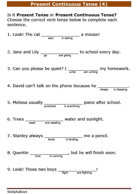 esl grammar worksheets present continuous tense 4