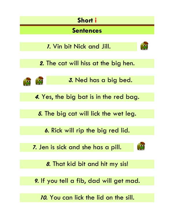 short i word list and sentences 2