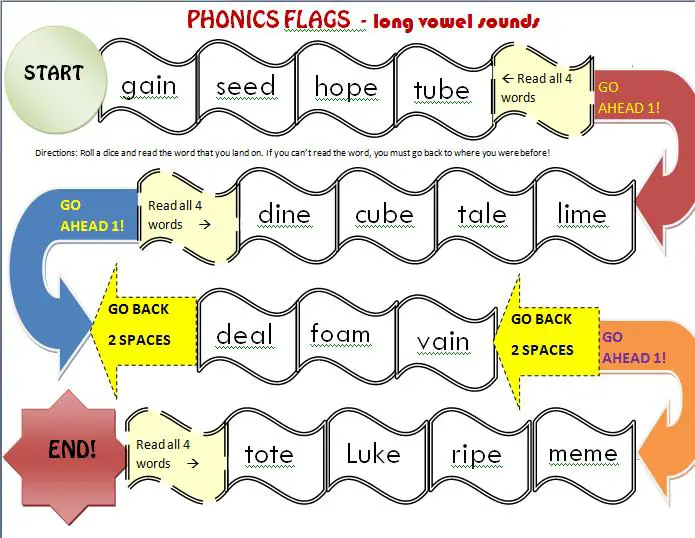 phonics flags - long vowels