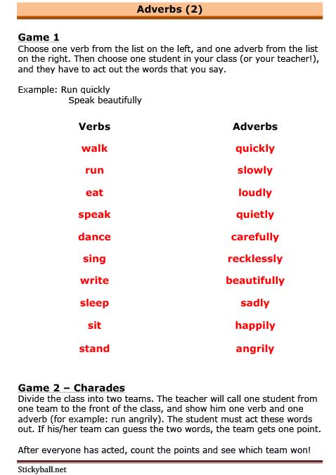 Adverbs games