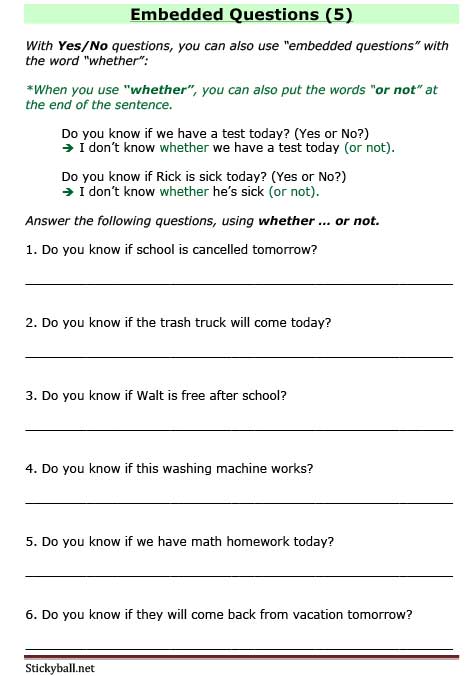 esl grammar embedded questions with whether