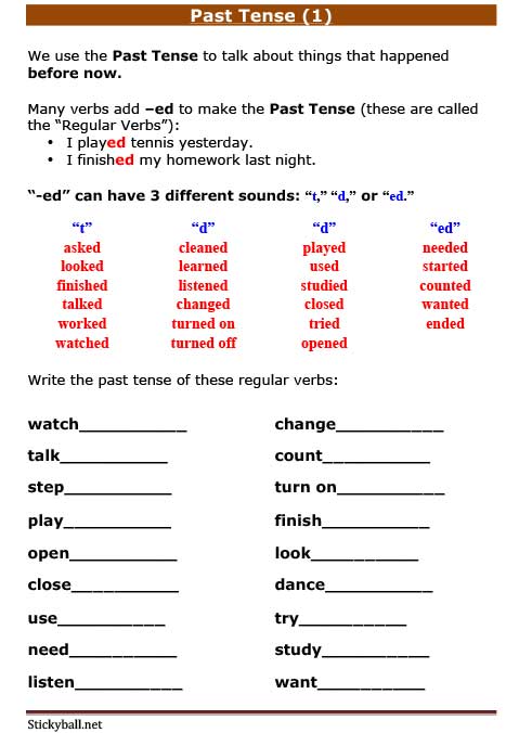 Past Tense Worksheets For Grade 5 With Answers
