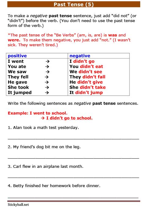 ESL Grammar: Past Tense (with didn't) 