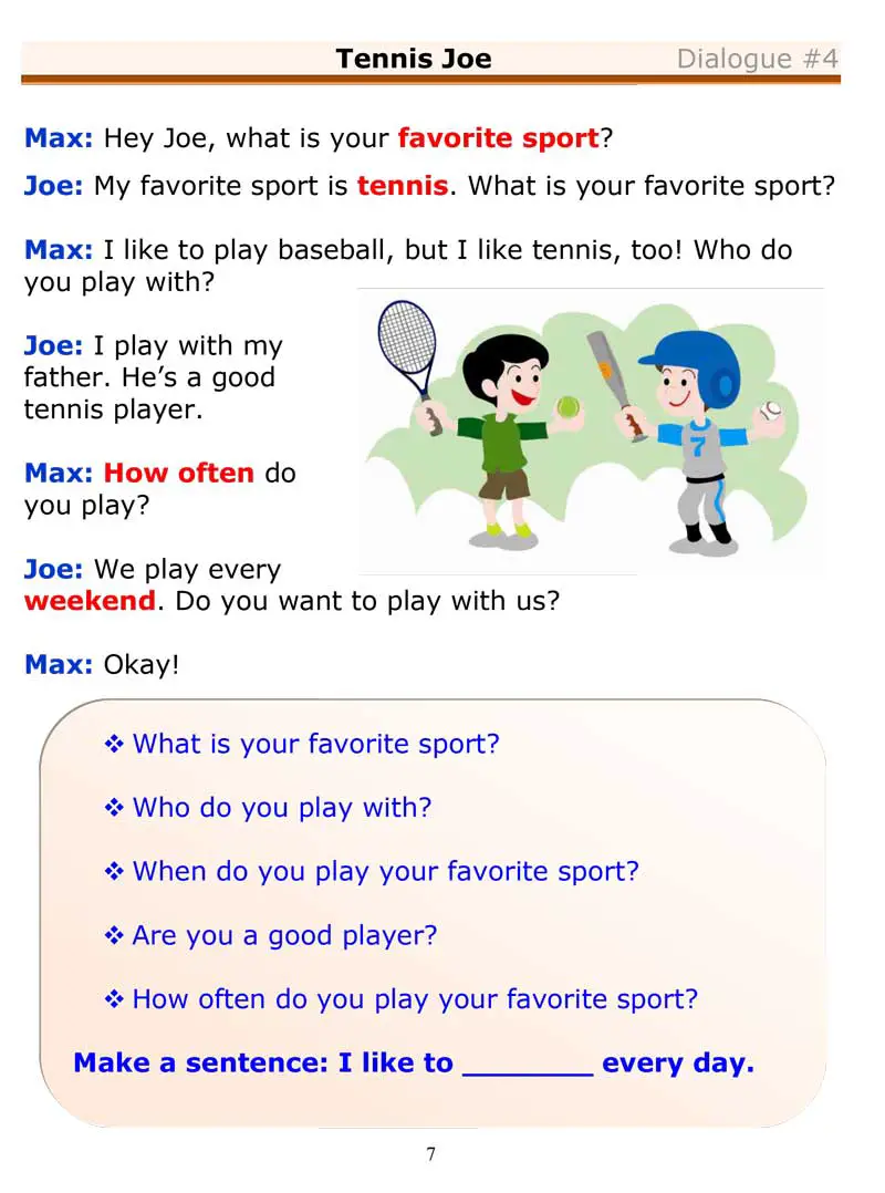 ESL Dialogues - Tennis Joe