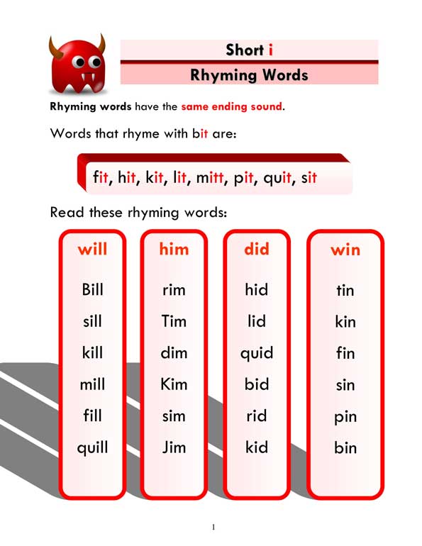 ESL Phonics: Short "i" - Rhyming Words
