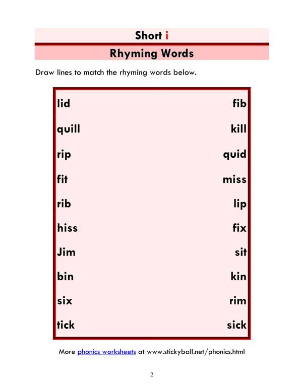 short i rhyming words 2