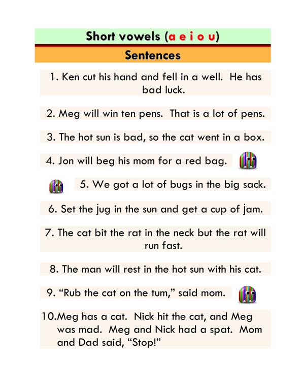 Short Vowels List - Letter