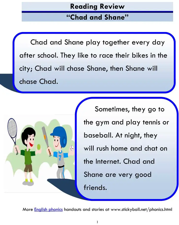ESL Phonics: consonant digraphs sh and ch story