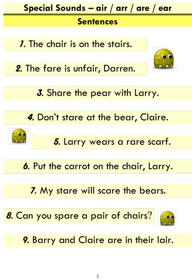 ESL Phonics Lessons: Advanced Phonics (air / arr / are / ear)