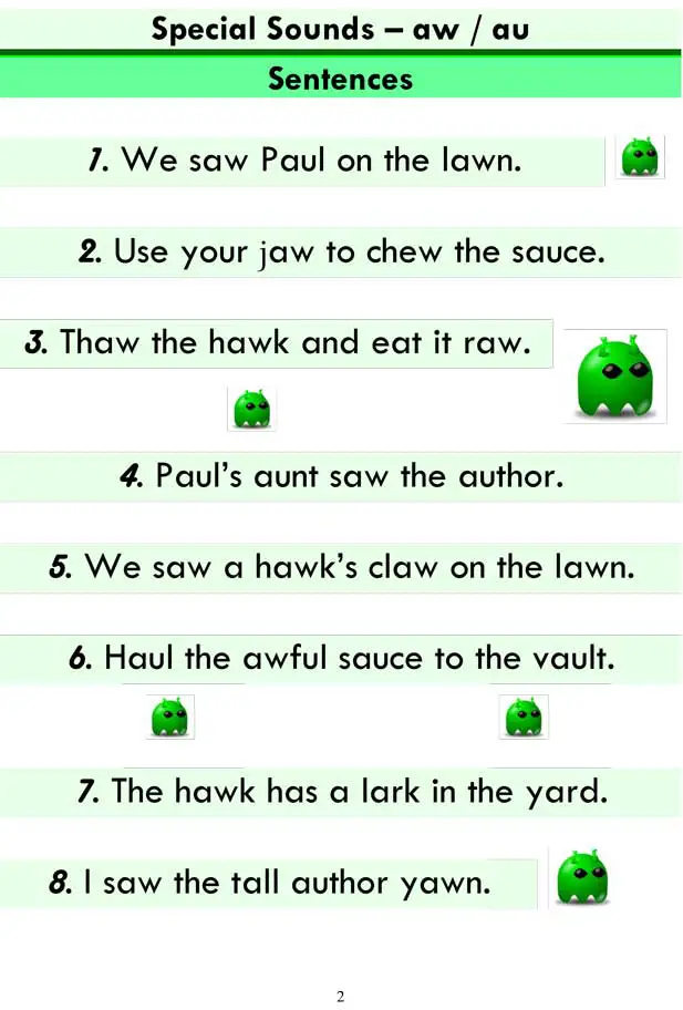 ESL Phonics Lessons: Advanced Phonics (aw / au)