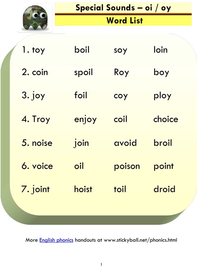 oi oy word list and sentences 1