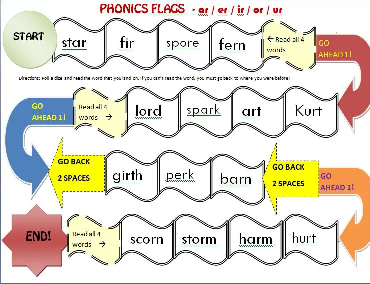 phonics flags - ar/er/ir/or/ur