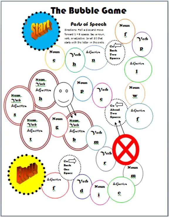 the bubble game - parts of speech