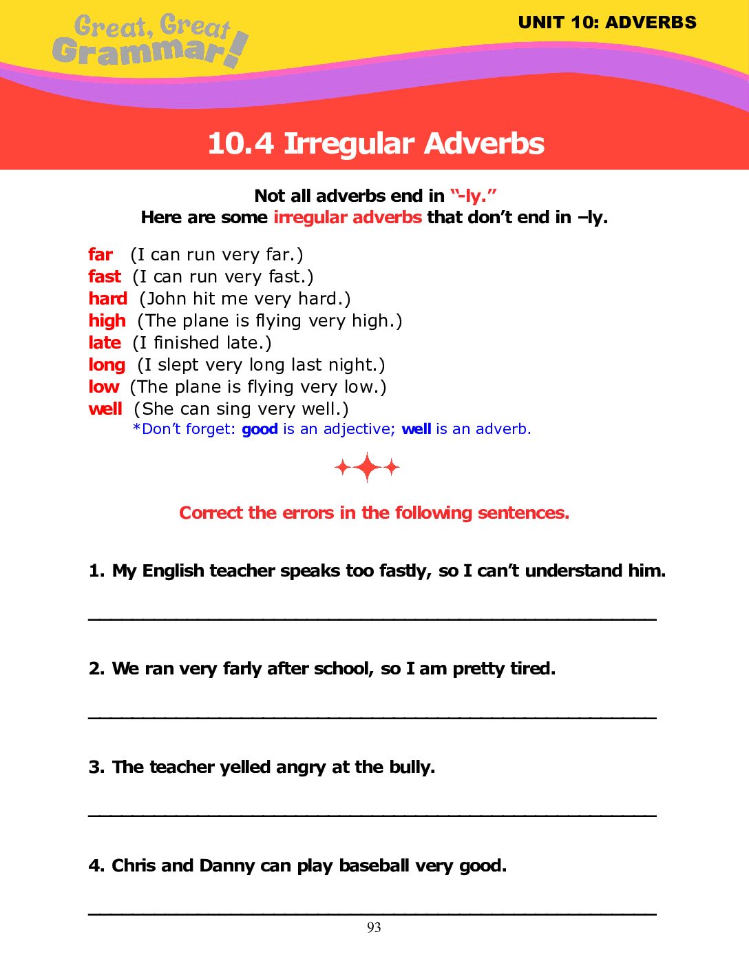 Read more about the article ADVERBS (4): Irregular Adverbs
