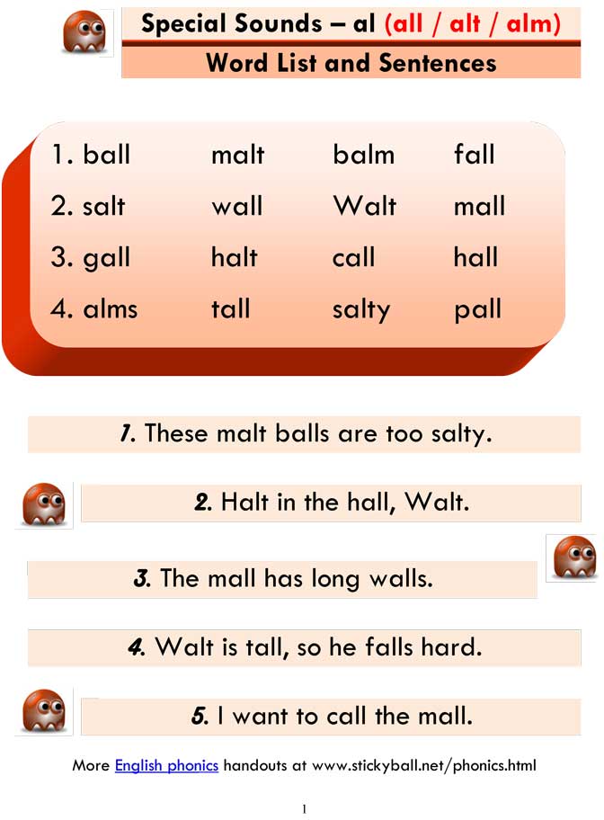 Read more about the article Advanced Phonics: ‘al’ (all alt alm) – Word List and Sentences