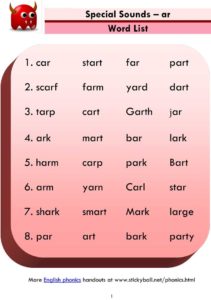 Read more about the article Advanced Phonics (ar) – Word List and Sentences