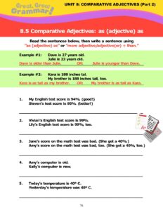 Read more about the article COMPARATIVE ADJECTIVES (13): Review
