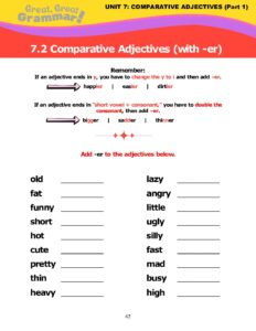 Read more about the article COMPARATIVE ADJECTIVES (2) – Spelling Practice