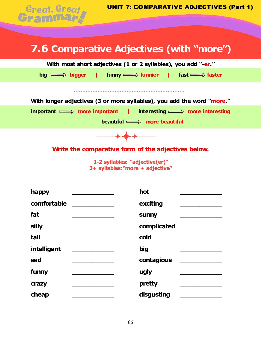 Read more about the article COMPARATIVE ADJECTIVES (6): “more + adjective”