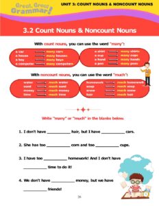 Read more about the article COUNT & NONCOUNT NOUNS (2): many / much
