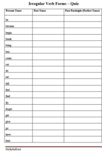 Read more about the article ESL Grammar Worksheets: Irregular Verb Forms Quiz