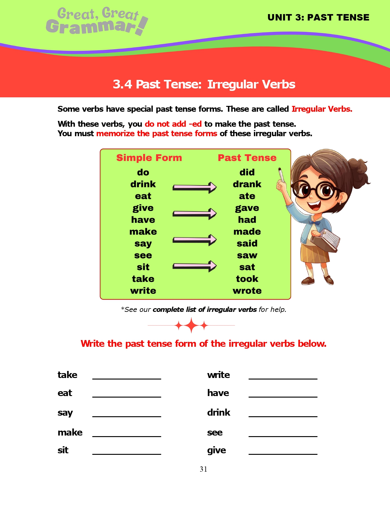 Read more about the article ESL Grammar: PAST TENSE (4): Irregular Verbs