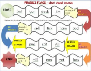 Read more about the article Phonics Board Game: Phonics Flags – Short Vowels
