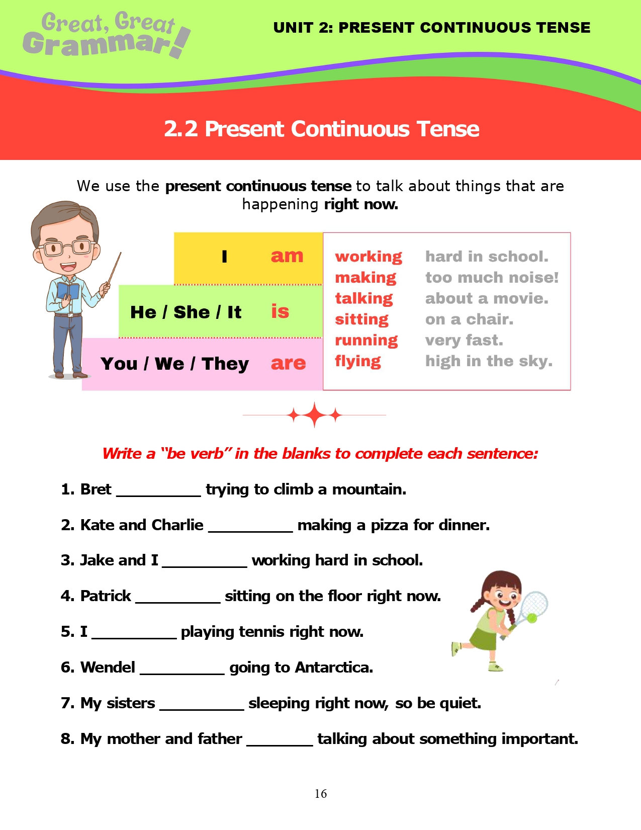 Read more about the article ESL Grammar: PRESENT CONTINUOUS TENSE (2) – “be” verbs