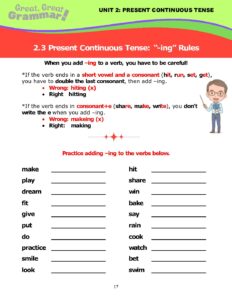 Read more about the article PRESENT CONTINUOUS TENSE (3): “-ing” Rules