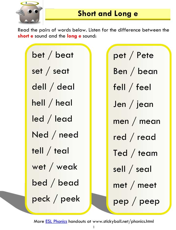 Read more about the article Short and Long e – Word List
