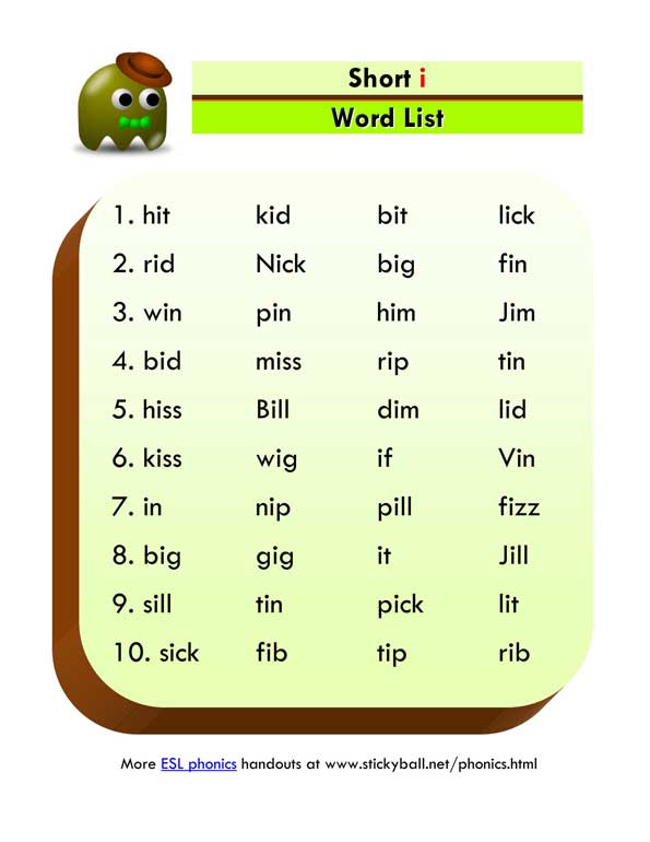 Read more about the article Short i – Word List and Sentences