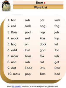 Read more about the article Short o – Word List and Sentences