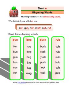 Read more about the article Short u – Rhyming Words
