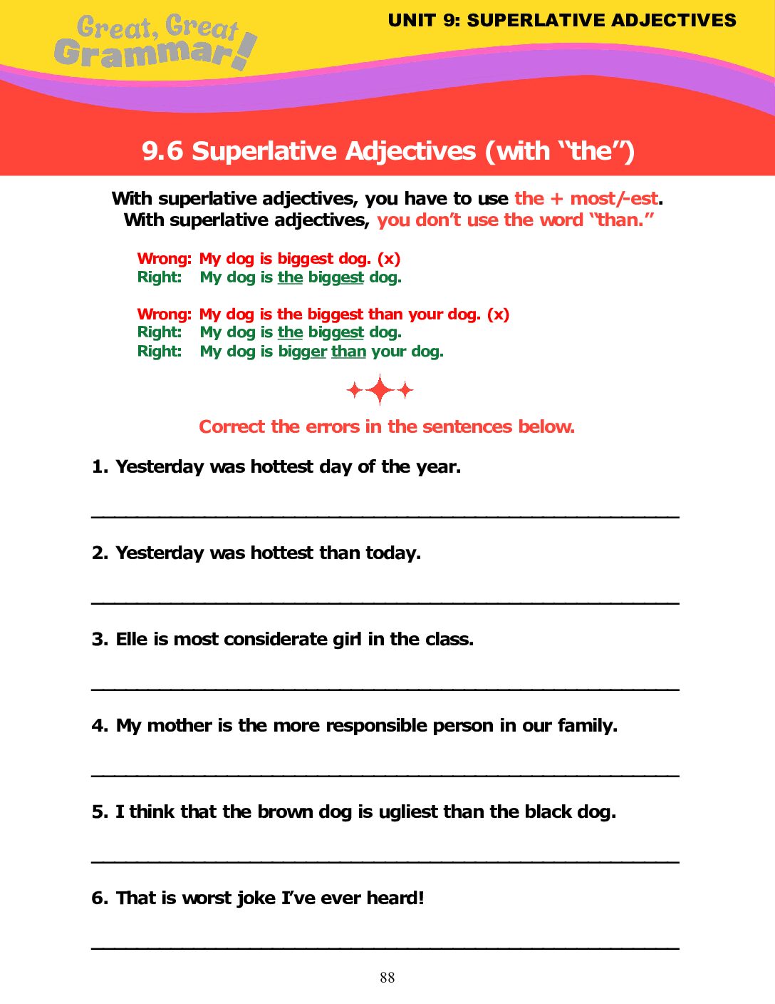 Read more about the article SUPERLATIVE ADJECTIVES (4): Review
