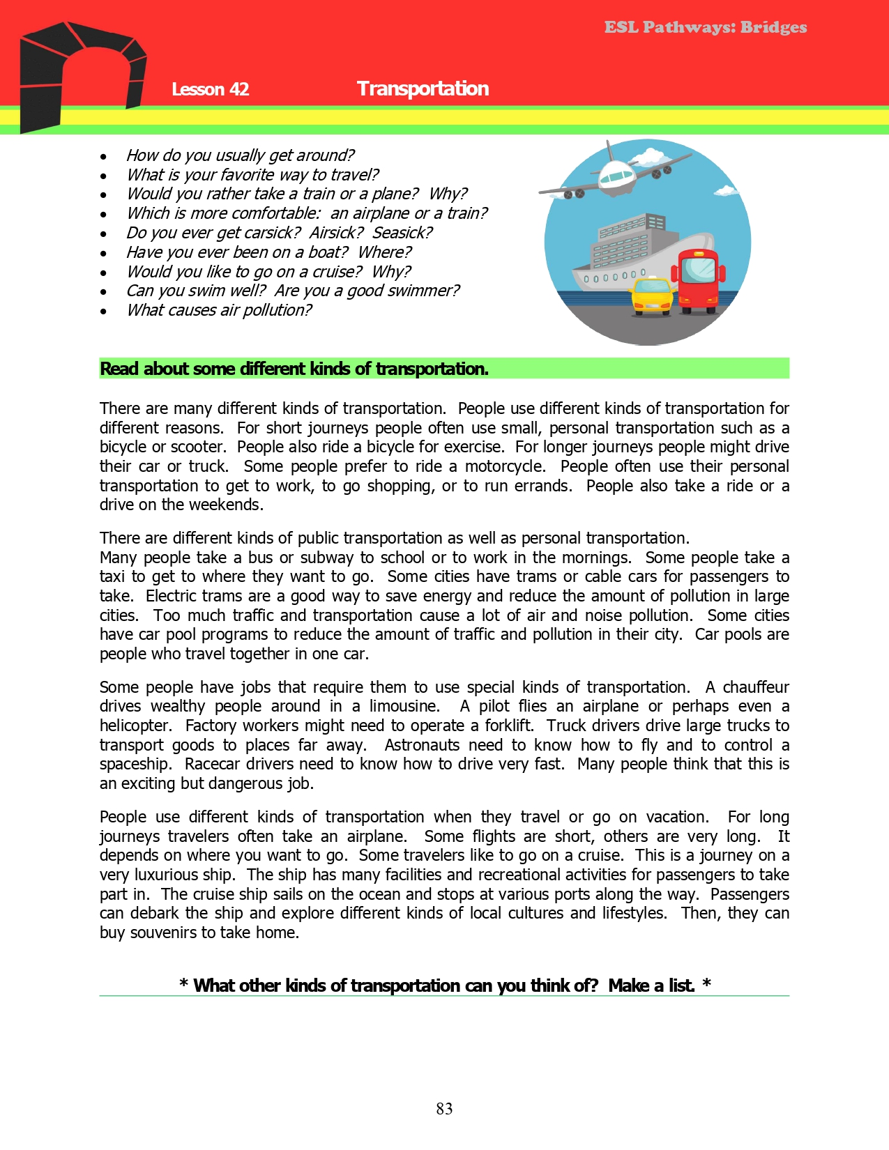 Read more about the article Adult ESL Lessons: Transportation (Intermediate)