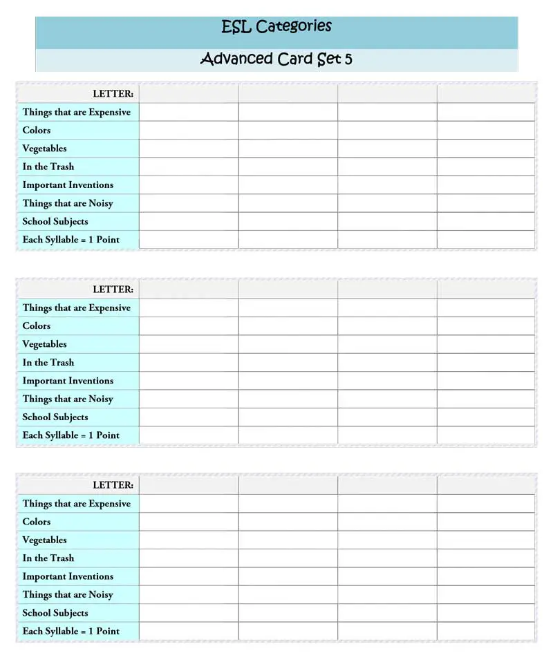 Read more about the article ESL Activity: “Categories” (Intermediate / Advanced)