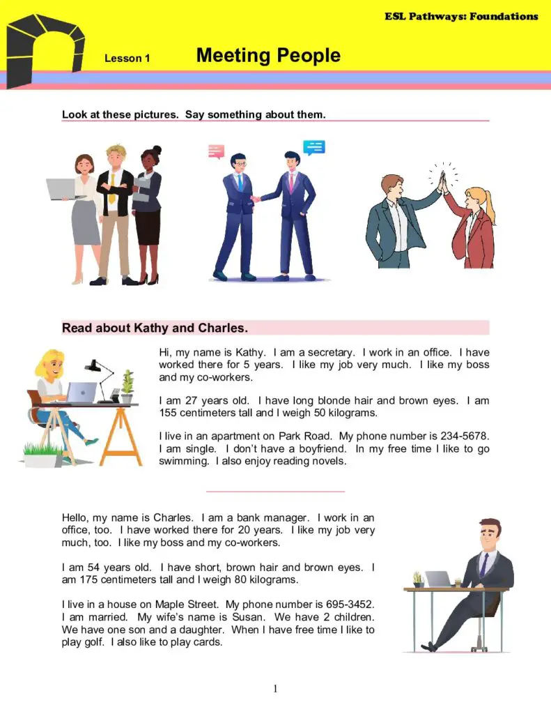Adult ESL Lessons: Meeting People (Beginner)