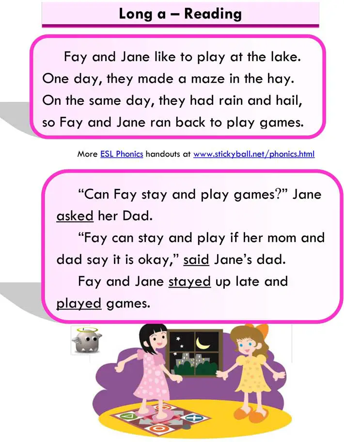 Read more about the article ESL Phonics Lessons: Long a (Reading Practice)
