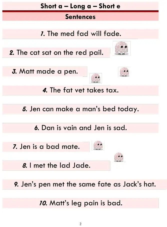 Read more about the article Short a vs. Long a vs. Short e – Word List and Sentences