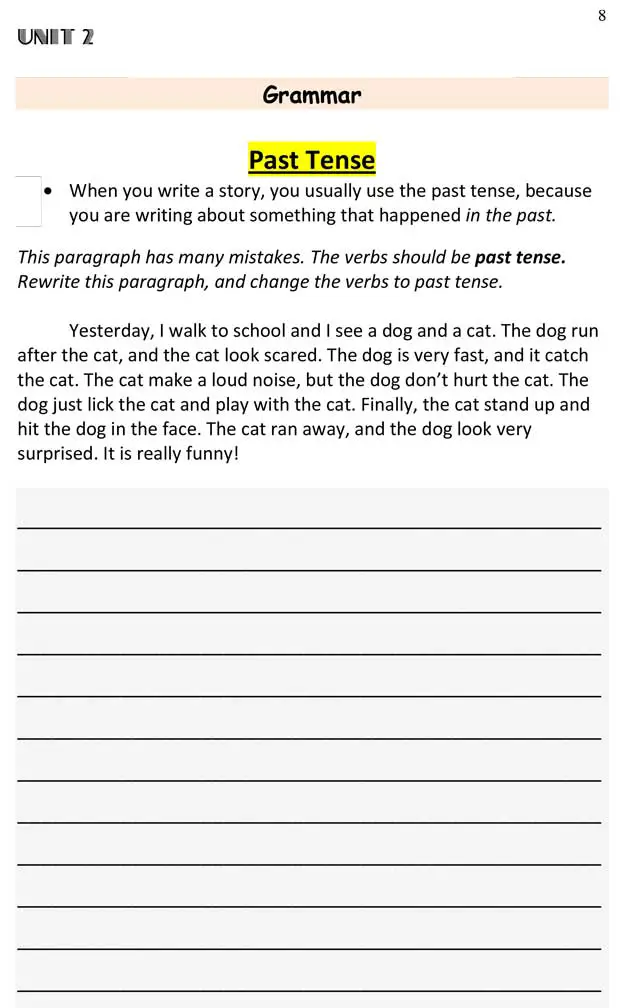 Read more about the article ESL Beginner Writing: Past Tense Error Correction Worksheet