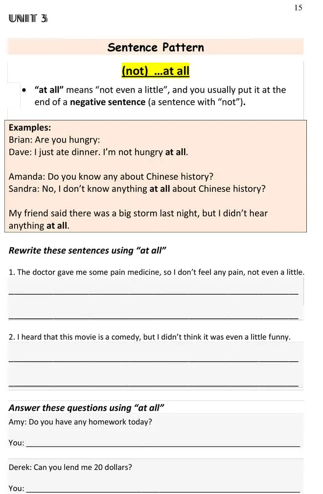 Read more about the article ESL Beginner Writing: Sentence Pattern  (…not…at all)