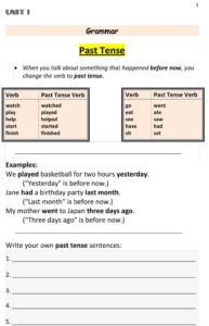 Read more about the article ESL Beginner Writing: Grammar – Past Tense