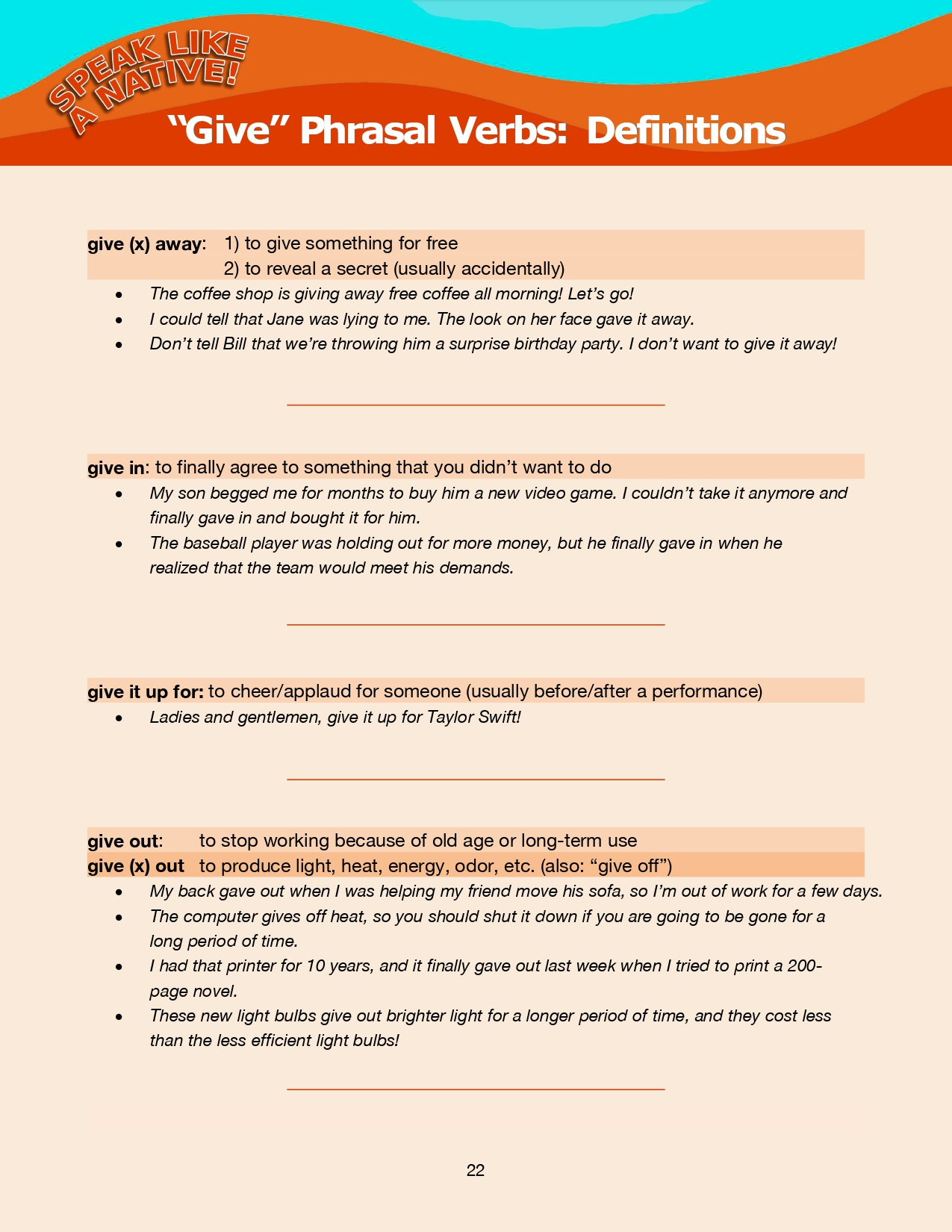 Read more about the article Phrasal Verbs: “Give” – Definitions and Review