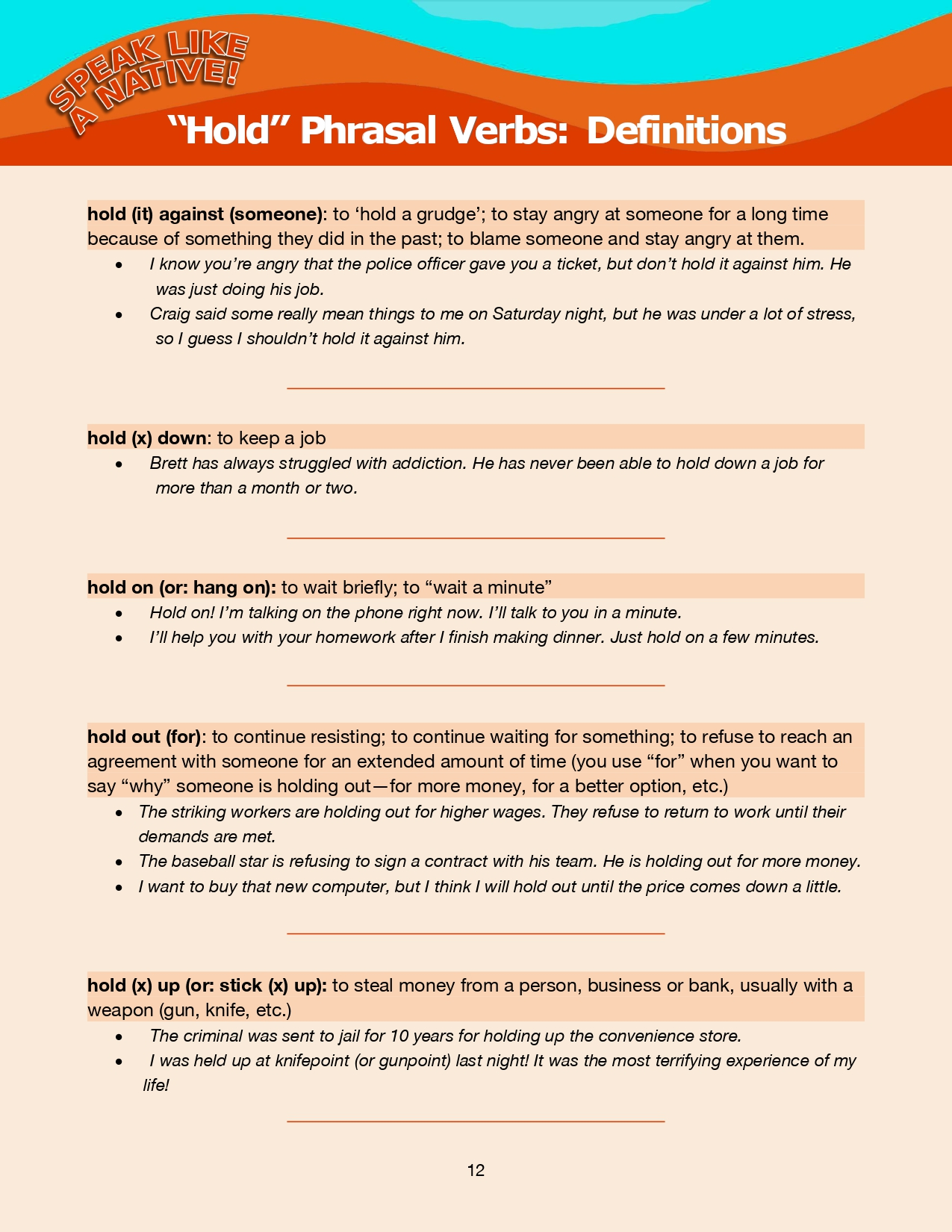 Read more about the article Phrasal Verbs: “Hold” – Definitions and Review
