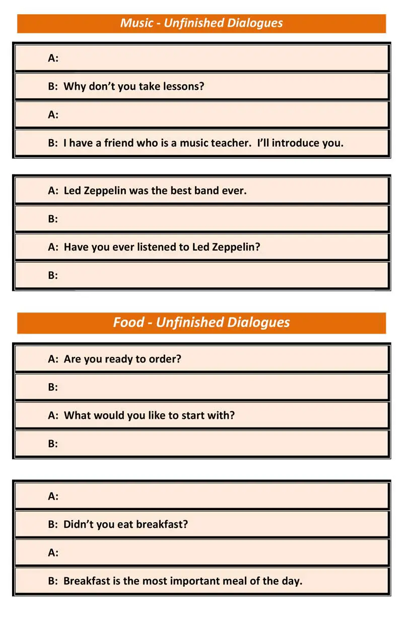 Read more about the article ESL Conversation Activity: Unfinished Dialogues (Advanced)