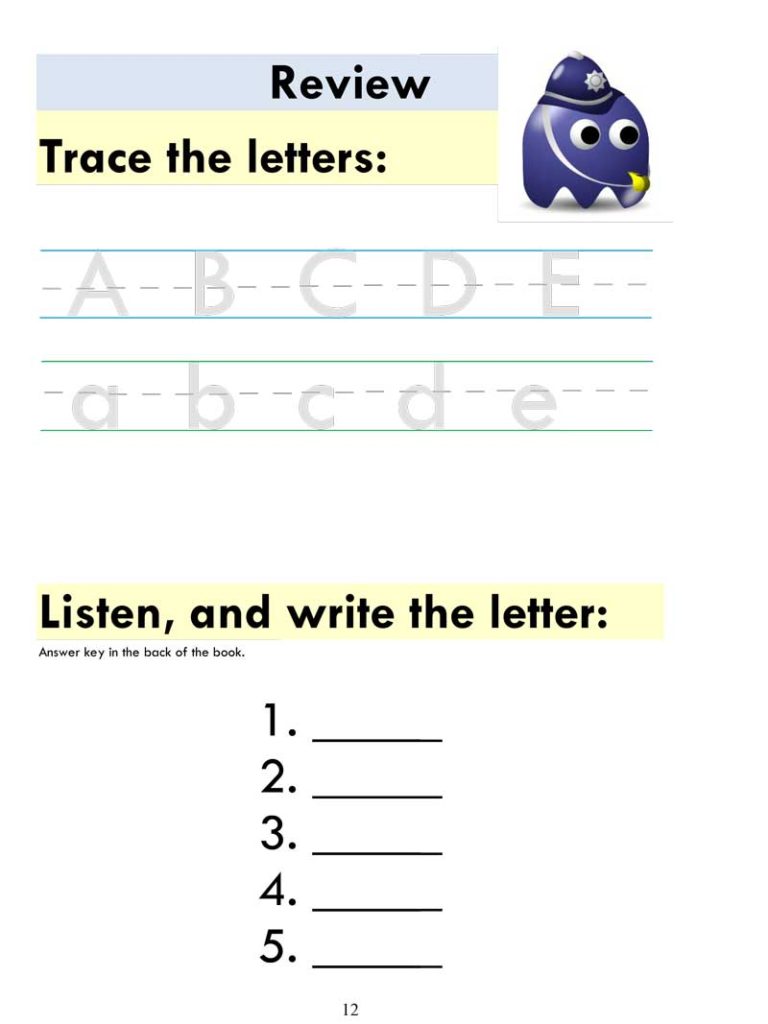 Review of the Letters a-b-c-d-e