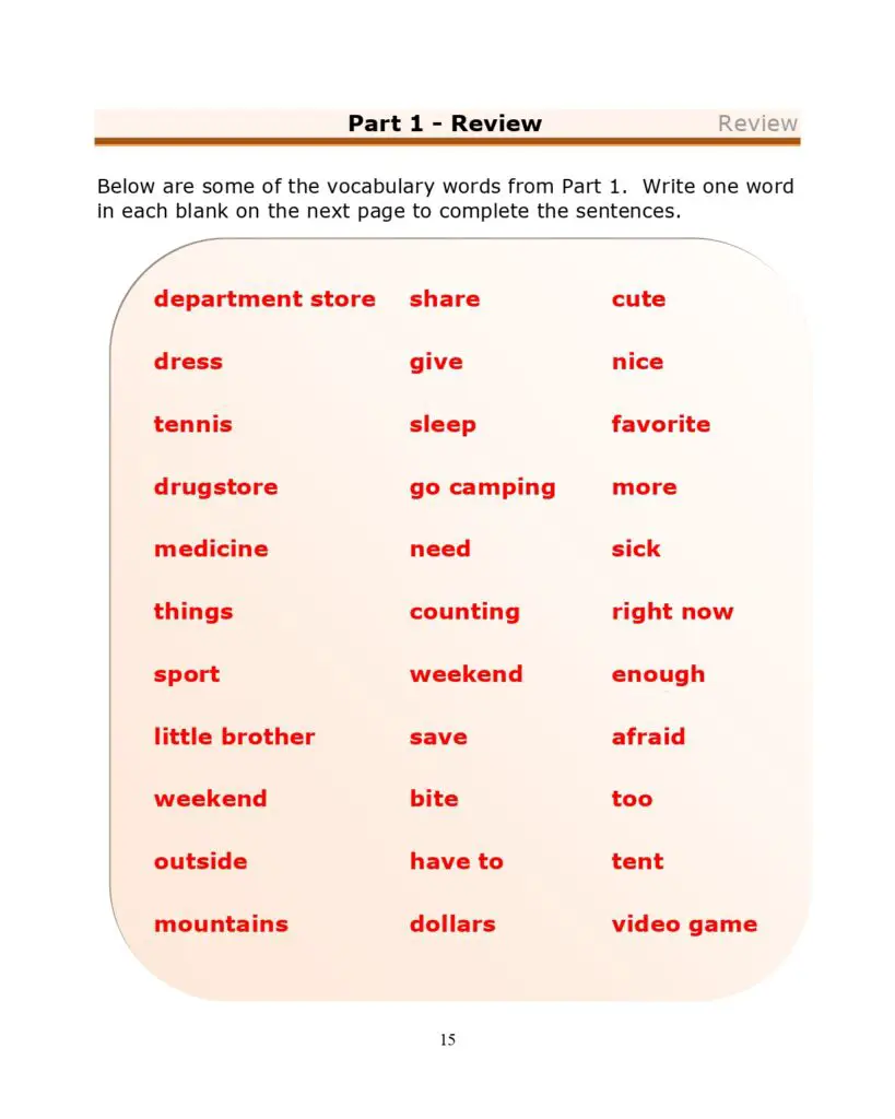 ESL Dialogues: Vocabulary Review Lesson!