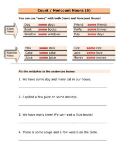 Read more about the article ESL Grammar: Count / Noncount Nouns with “some”