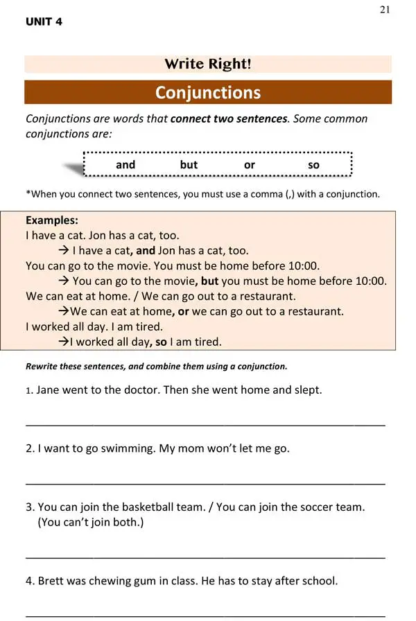 Read more about the article ESL Beginner Writing: Conjunctions