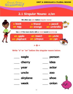 Read more about the article SINGULAR NOUNS: a/an